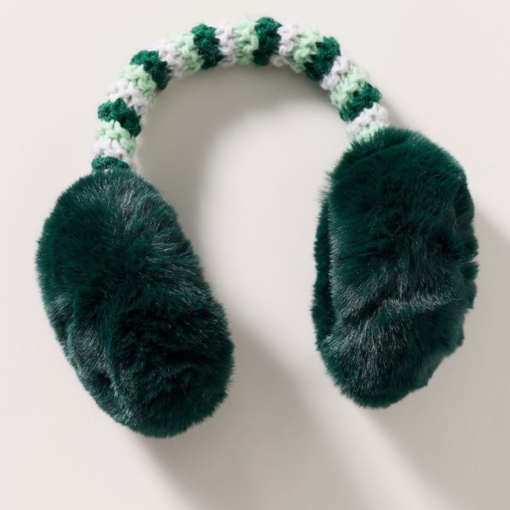 Anthropologie - Green Faux Fur and knit Ear Muffs
